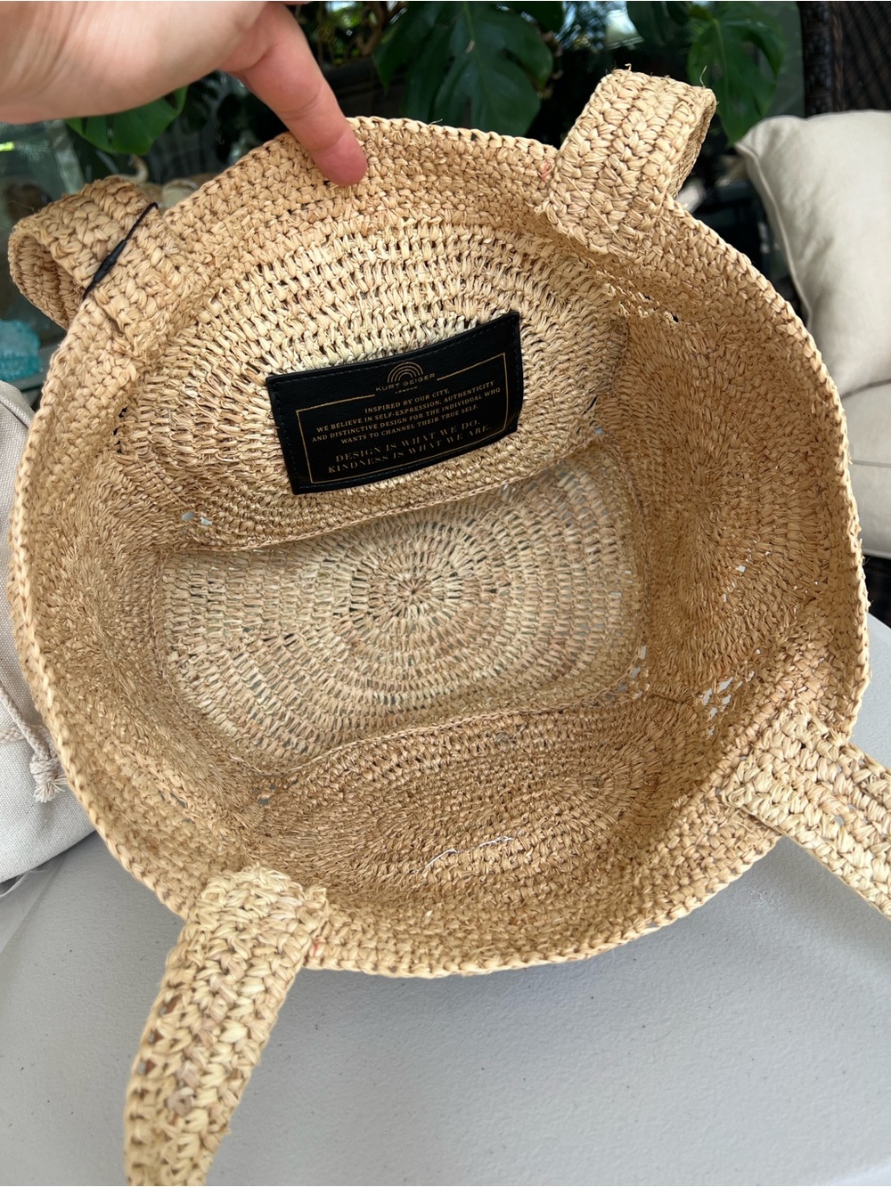 KURT GEIGER Raffia Evil Eye Basket tote beige natural NWT - Picture 7 of 17